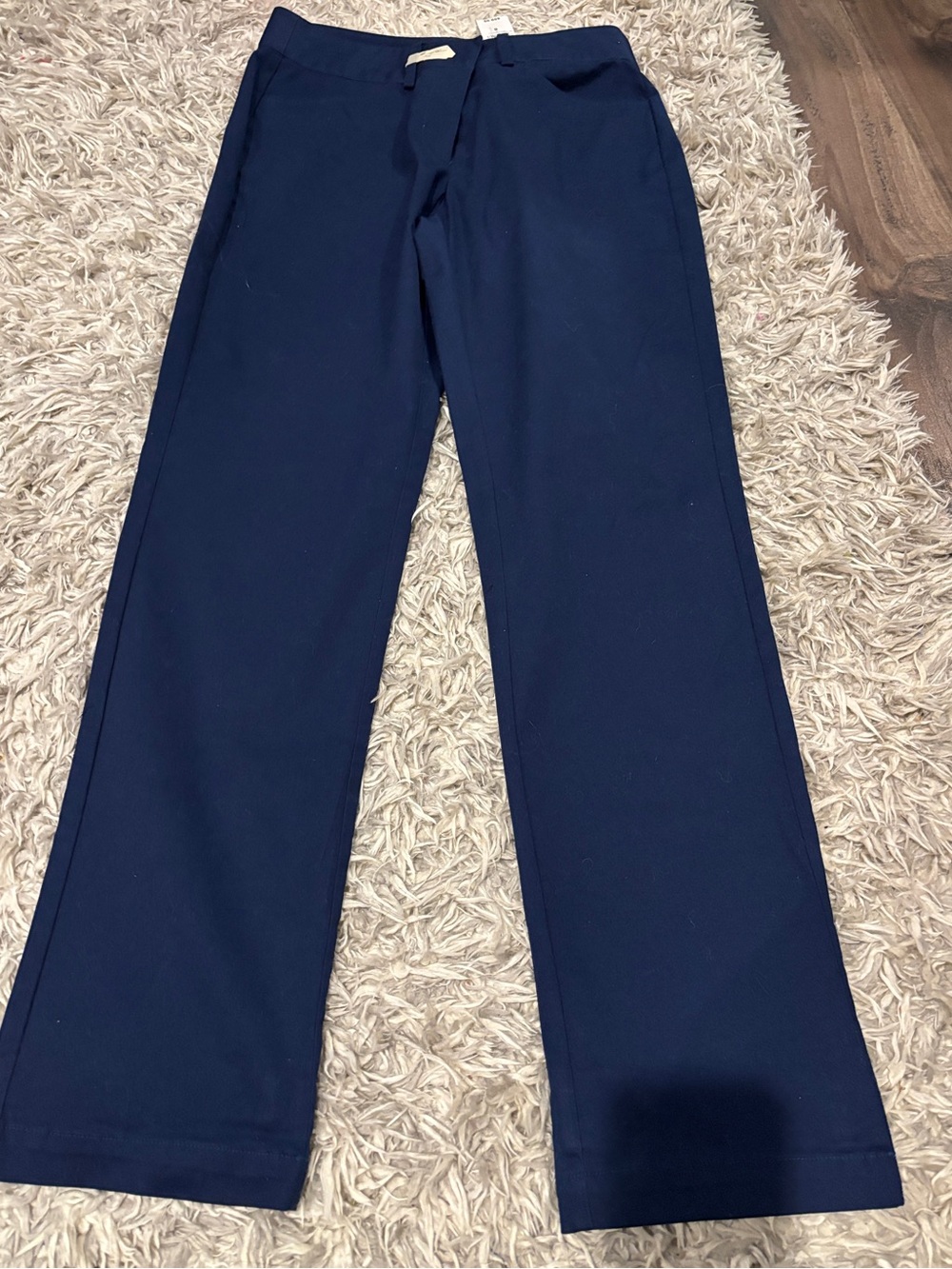 Women New With Tags Lands' End Size 8 Mid Rise Straight Leg Navy Blue Pants